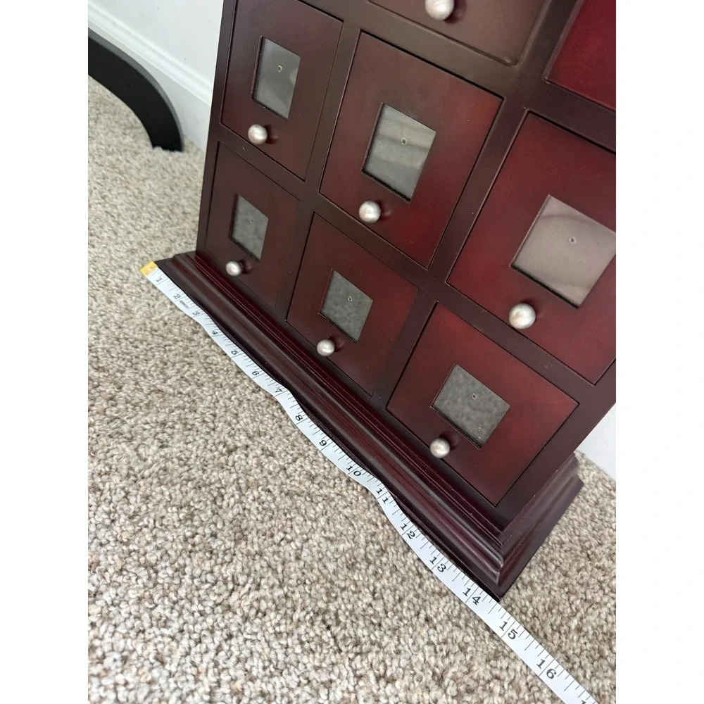 Mahogany Wood 9 Drawer Jewelry Box Apothecary Chest Wall Mount Organizer Brown